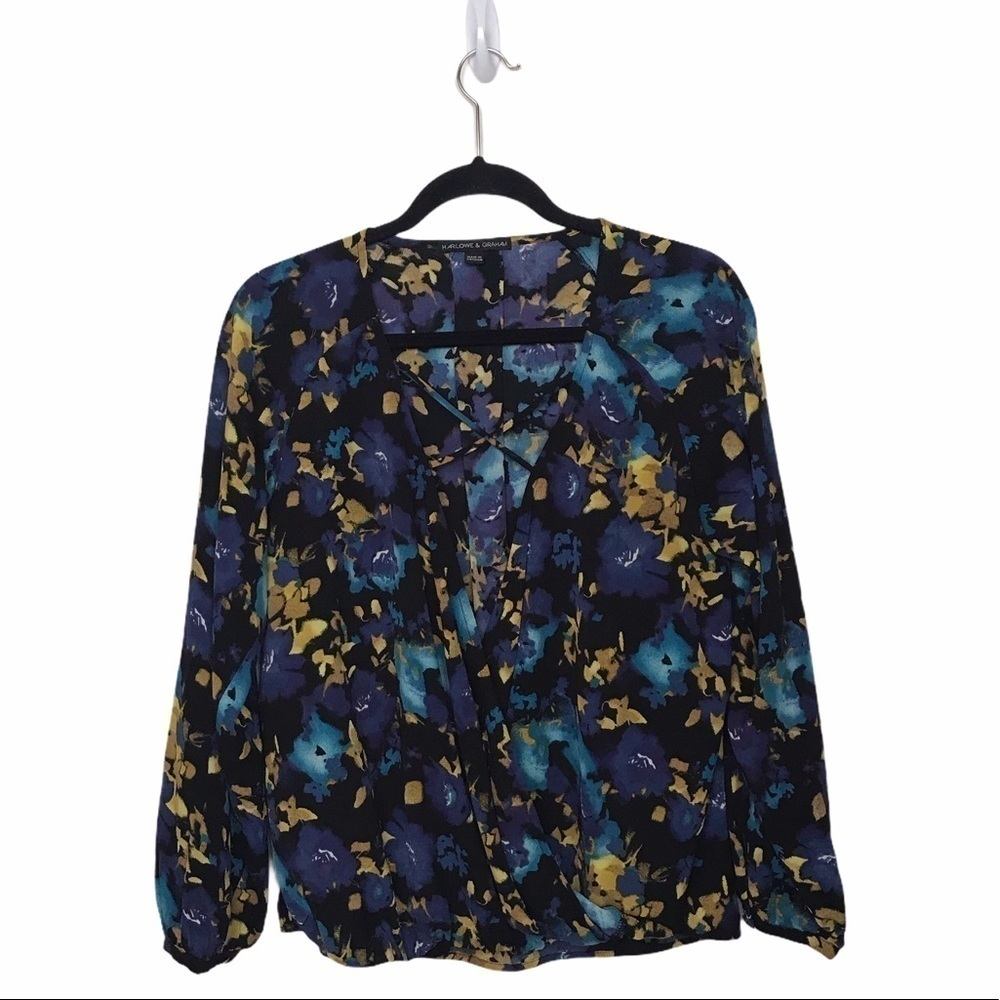 Harlowe & Graham Floral Surplice Blouse